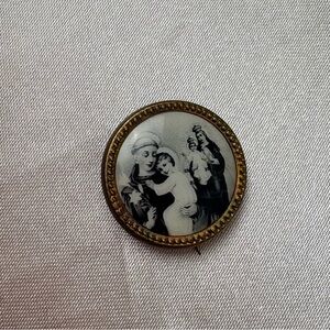 Antique Catholic Icon Brooch